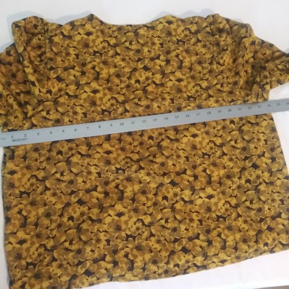 A New Day Women's size XXL Yellow and Black Floral Blouse - Picture 5 of 9